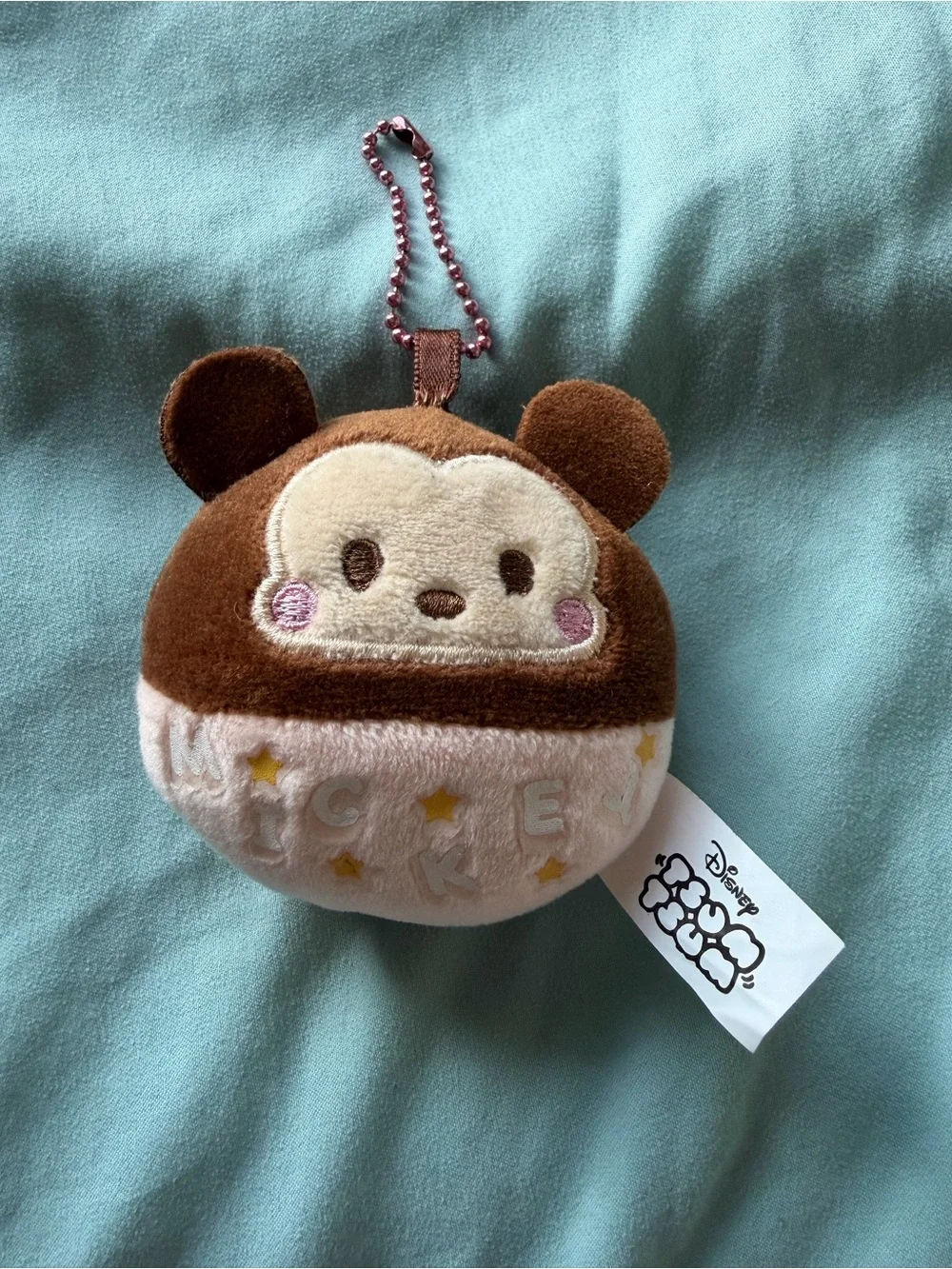 Disney Mickey Tsum Tsum Plush Keychain - Brown, Cream, Pink